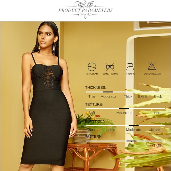 🎥 Bandage Lace Up Mesh Detail Bodycon Dress Black - Picture 4 of 12